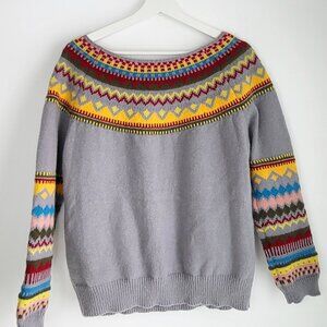 Knit Sweater • Multicolor Nordic Pattern • Size L